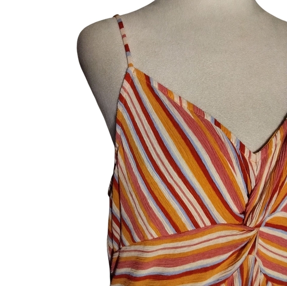 MNG Mango Vibrant Striped Twist Front Flowy Maxi Dress Size 8 NWT - Picture 5 of 10